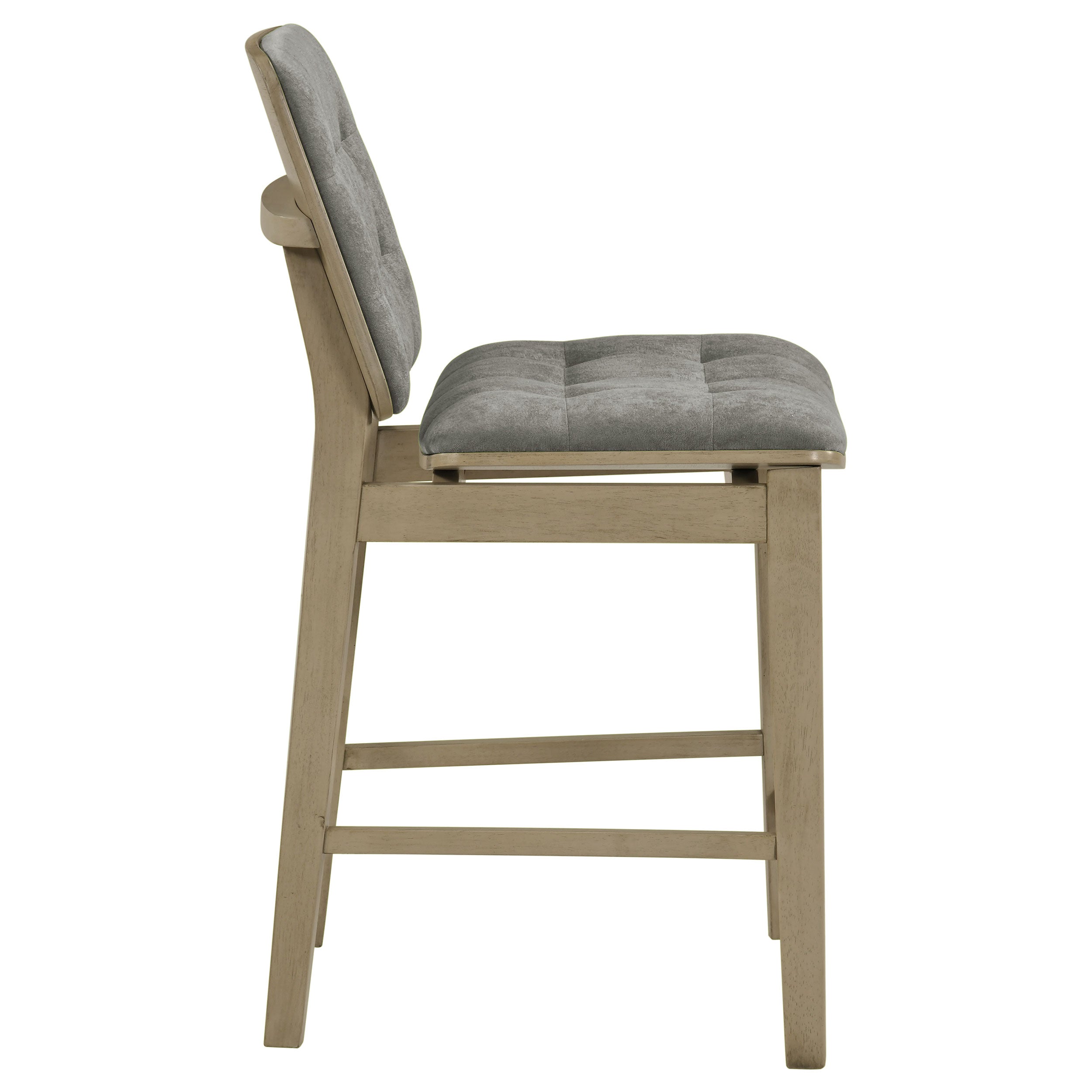 Redbridge Velvet Upholstered Counter Chair Grey and Natural Oak (Set of 2) — view 8