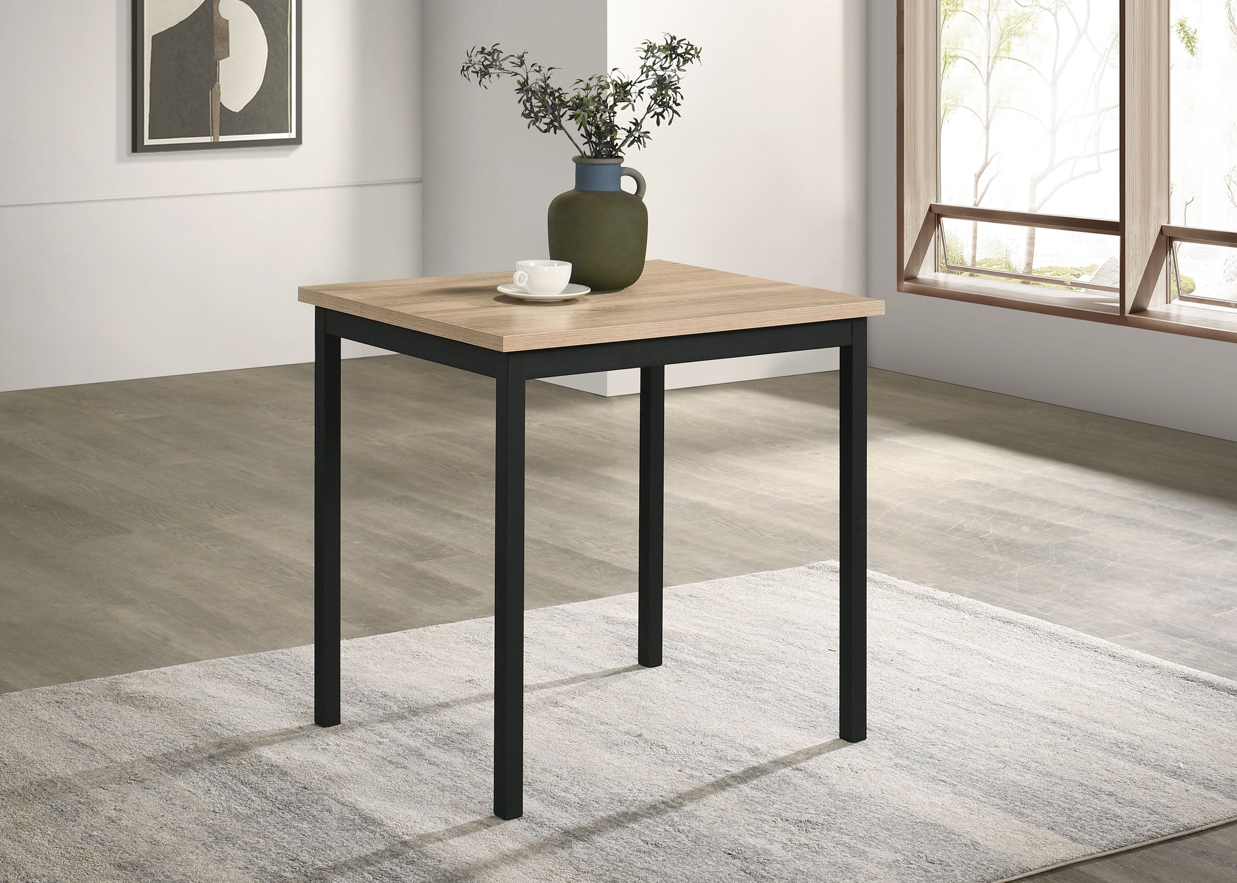 Garza Space Saving Rectangular Dining Table Greige Oak — view 2