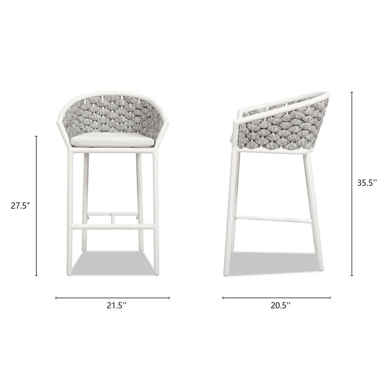 Rowan - Rope Barrel Low Back Patio Counter Stool (Set of 2) - Optic White