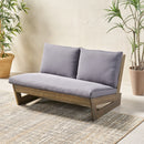 Outdoor Loveseat With Slat Paneling And Water Resistance Cushion - Dark Gray