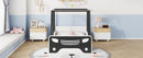 Twin Size Car-shaped Bed with Roof,Wooden Twin Floor Bed with wheels and door Design,Montessori Inspired Bedroom,Black