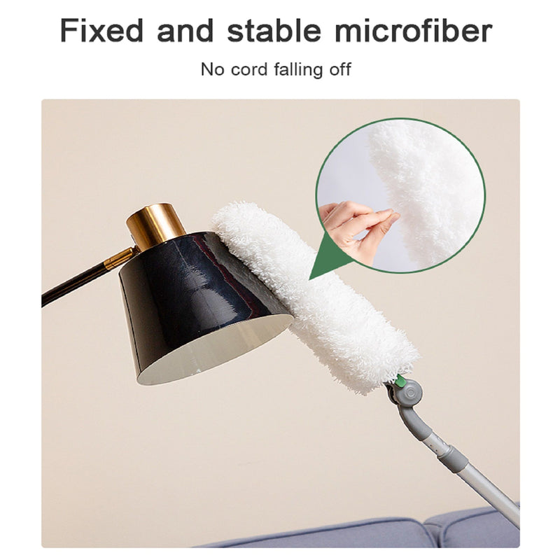 Long Handle Duster With Extension Bar, Home Dust Collector - White