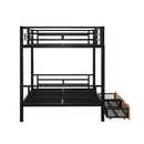 Full Size Convertible Bunk Bed With 2 Drawers Durable - Black