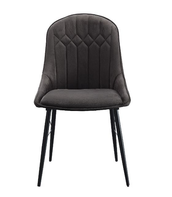 Abraham - Side Chair (Set of 2) - Gray Fabric & Black Finish - Atlantic Fine Furniture Inc