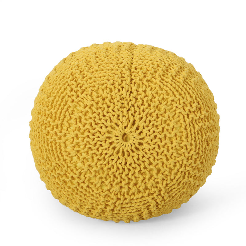 Bordeaux - Knitted Cotton Round Pouf Ottoman