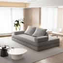 Multifunctional Convertible Sofa Bed With 2 Tumbler Backrests And 2 Pillows, Deep Seat Couch