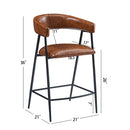 Counter Stools (Set of 2), Upholstered Counter Stools With Iron Frame, Backrest, Footrest, Arm Counter Stools For Home Bar, Kitchen Counter - Brown