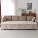 Sectional Sofa Bed With Pull Out Sleeper, USB Ports, Cup Holders
