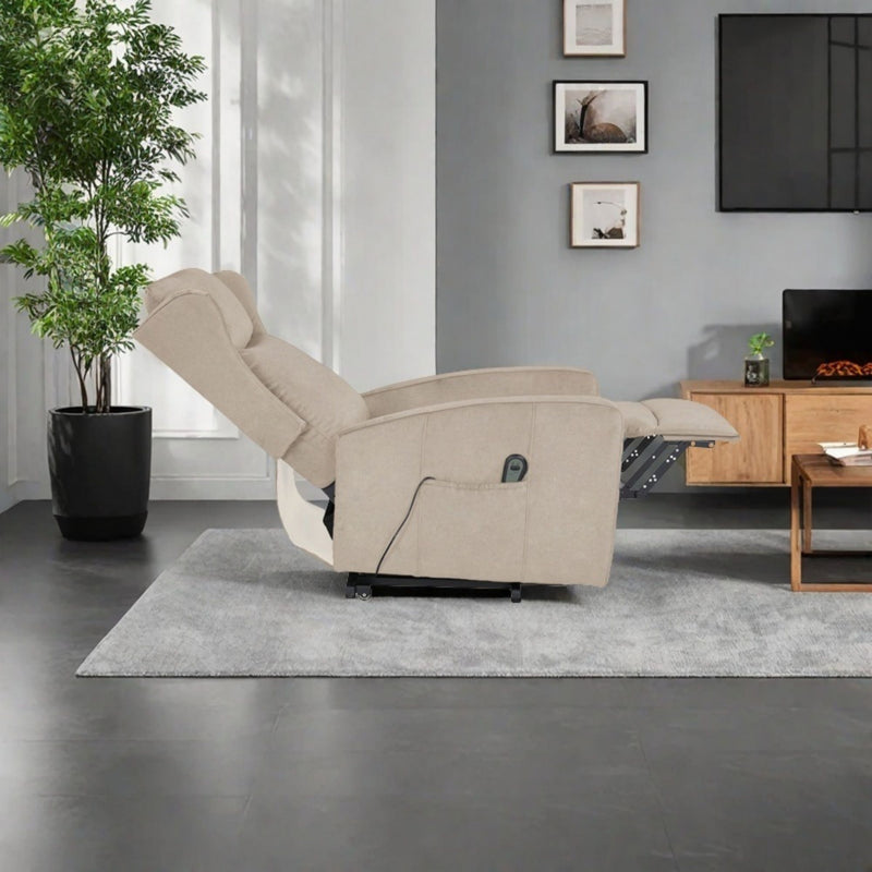 Power Lift Recliner Chair, Adjustable Modern Lift Chair, Lift Recliner Sofa For Back, Lumbar, Legs Support, Classic Power Recliner Chair With Remote Control, Side Pocket - Light Gray