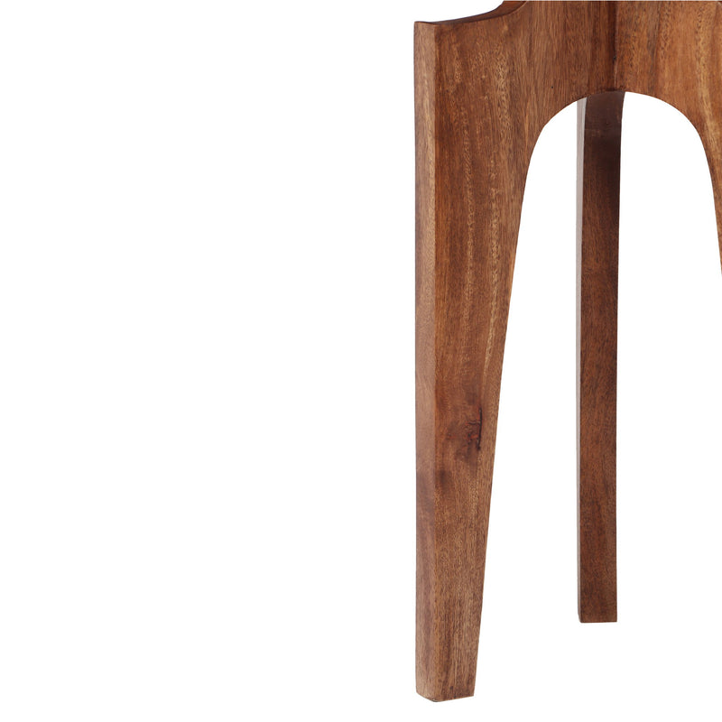 Midcentury Mango Wood Round End Table With 3 Legs - Honey