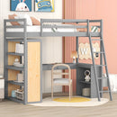 Loft Bed With Ladder, Shelves, And Desk