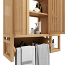 Elegant Bamboo Wall Mounted Bathroom Cabinet With Storage For Toiletries And Towels - Neutral