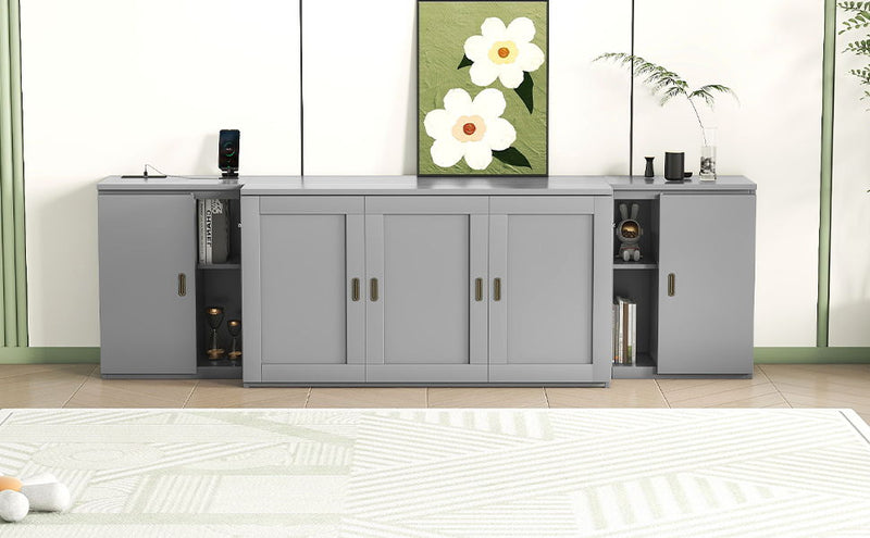 Murphy Bed With Shelves, Cabinets And USB Ports