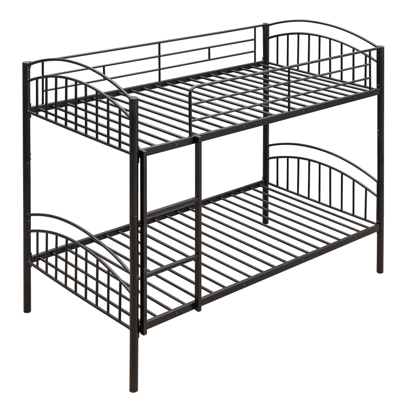 Twin Over Twin Metal Bunk Bed,Divided into Two Beds(Black){OLD SKU:MF280424AAB}