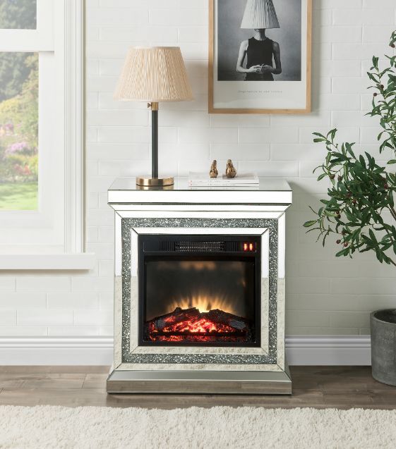 Noralie - Fireplace - Mirrored & Faux Diamonds - 32"