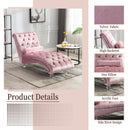 Velvet Chaise Lounge Indoor, Button Tufted Upholstered Chaise Lounge Chair With Pillow