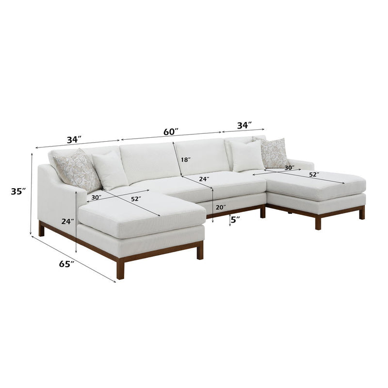 Valiant - Sectional Sofa - Ivory Chenille - Atlantic Fine Furniture Inc