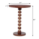 Modern Mango Wood Round End Table With Gold Accents, Solid Wood - Honey
