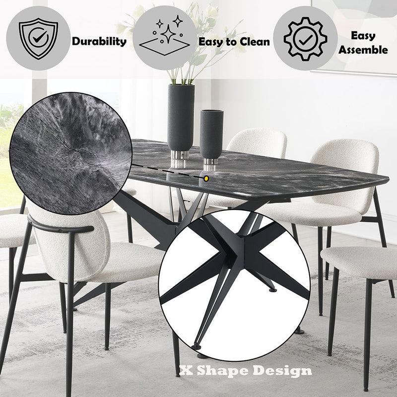 Klaus - Dining Table - Crystal Tempered Glass Top & Black Finish