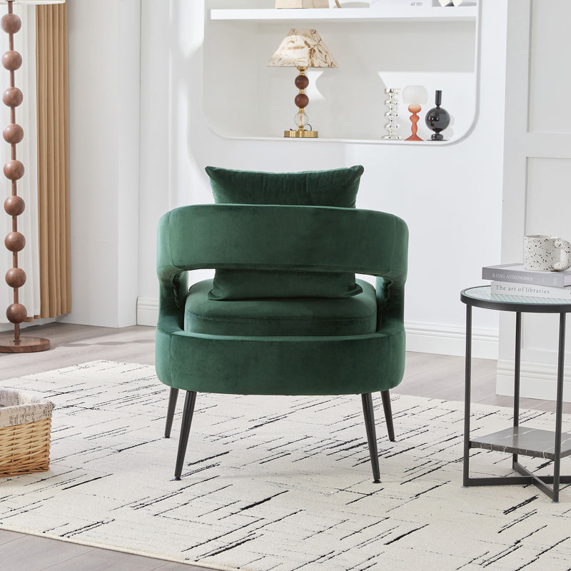Open Back Accent Chair, Round Sofa Leisure Lounge - Green