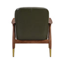 Mid - Century Accent Chair With Cushioned Seat, Brass Tipped Legs