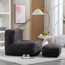 Modern Indoor Fluffy Bean Bag Chair With Memory Foam And Ottoman, Super Soft