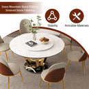 Round Dining Table With 360° Smooth Lazy Susan Stain / Heat - Gold / Black / White