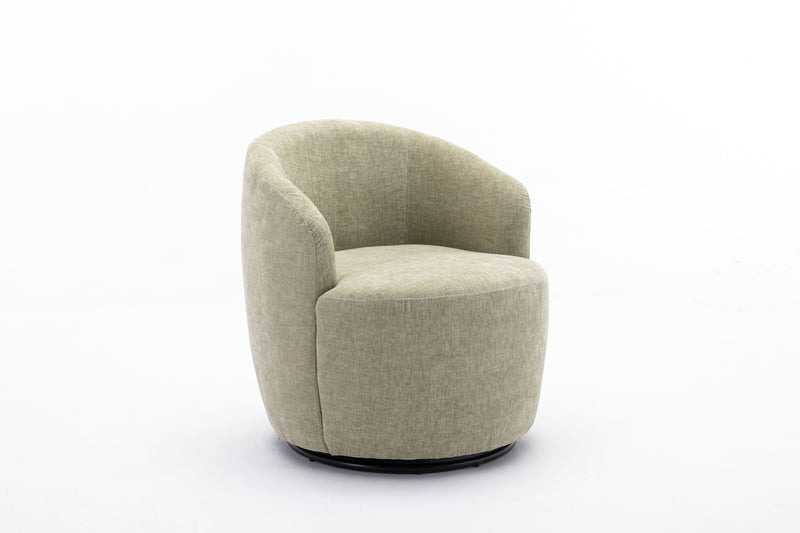 Chenille Fabric Swivel Accent Armchair Barrel Chair With Powder Coating Metal Ring