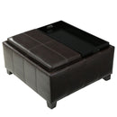 Contemporary Ottoman With Storage And Tray Tops - Brown