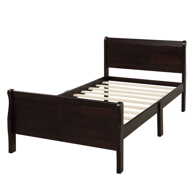 Twin Platform Bed Frame Mattress Foundation Sleigh Bed With Headboard / Footboard / Wood Slat Suppor