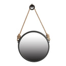 Handsome Cleveland Mirror With Rope Strap Contemporary Design Circle Mirror With Round Metal Frame For Wall Decor