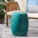 Pastrana - Metal Side Table With Lace Cut Design And Rust Resistant - Teal