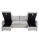 U Shaped Sectional Sofa Bed With Storage Chaise Lounges, USB Ports, And Cup Holders
