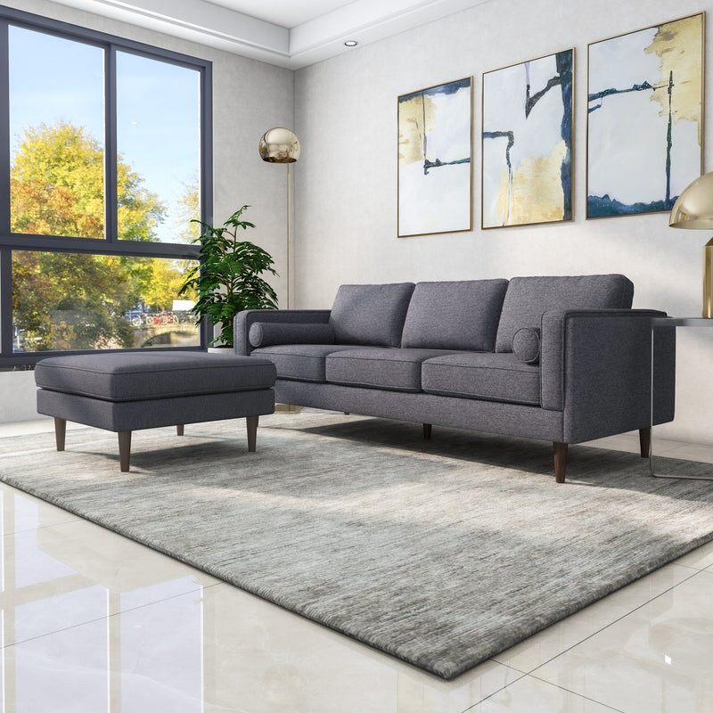 Amber - Square Upholstered Ottoman Linen
