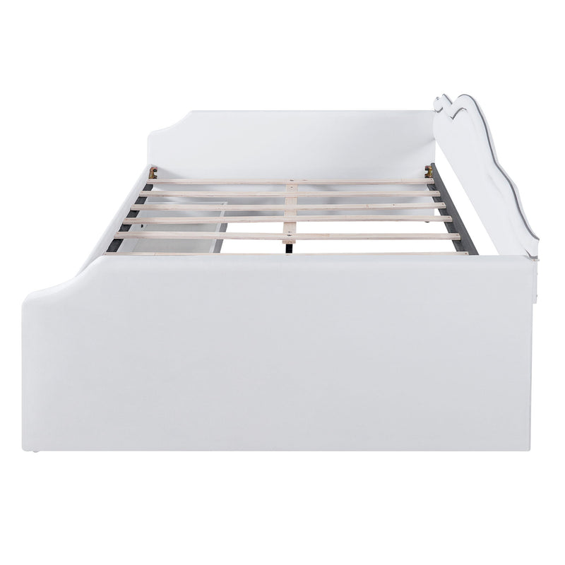 Upholstered Daybed With LED Lights And 2 Drawersme