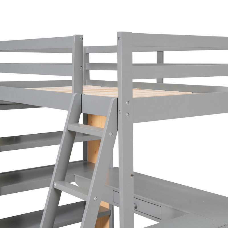 Loft Bed With Ladder, Shelves, And Desk