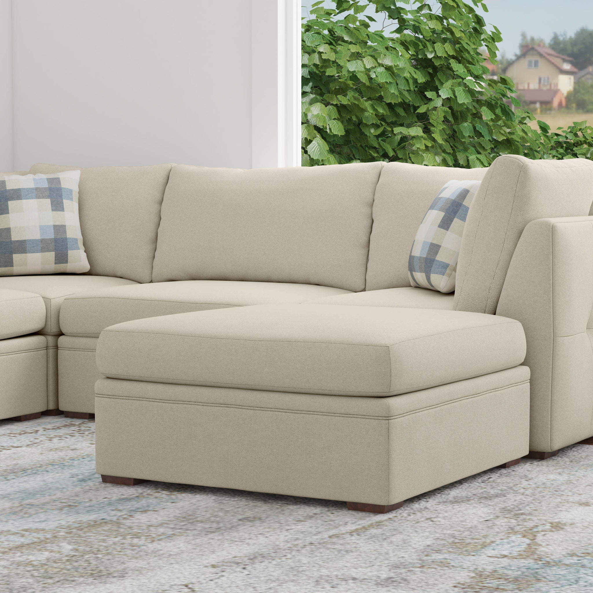 Evelyn - Transitional Square Cocktail Ottoman