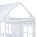 Full Size Wood House Bed With Twin Size Trundle, Wooden Daybed, White