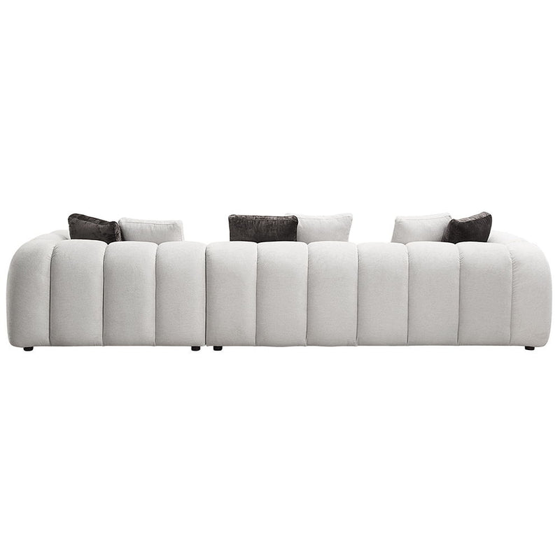 Manilla - Sectional Sofa With 8 Pillows - Ivory White Linen