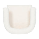 Mid-Century Modern Barrel Accent Chair, Upholstered Kitchen & Dining Room Chairs With Arms, Teddy Velvet Boucle Accent Chairs Side Chairs For Kitchen Living Room Bedroom - White