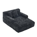 Chenille Interior Lazy Sofa Chaise Longue Armchair With 3 Pillows And Armrests