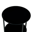 JWS Tempered Glass End Table (Set of 2), Round Coffee Table For Bedroom Living Room Office - Black