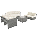 Patio Furniture Set Outdoor Daybed Rattan Sectional With Cushions And Center Table