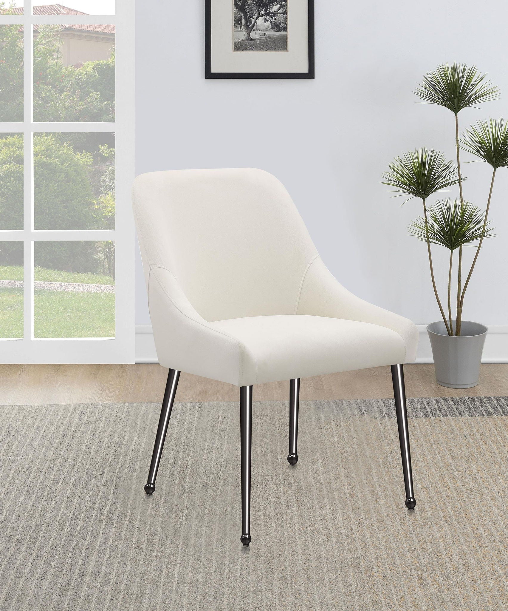 Mayette Upholstered Dining Side Chair Ivory (Set of 2) - Atlantic Fine Furniture Melbourne FL