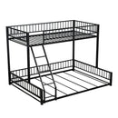 Bunk Bed Frame With Ladder And Safety Guardrails