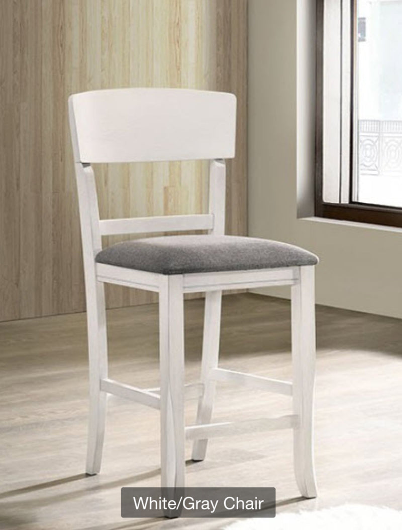 Two Toned Grey/Distressed White Upholstered Counter Stool *Set of Two*