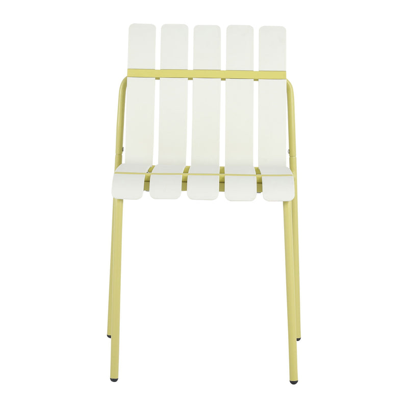 4 Piece Set Of Modern Color Block Designed Single Chairs, UV Resistant And Rust Proof - Grain Yellow / White