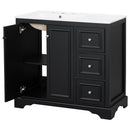 Bathroom Vanity With Sink, Soft-Close Doors, Adjustable U-Shelf, 3 Drawers
