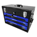 Portable 3 Drawer Steel Toolbox, 4 Layers Of Tools With Metal Latches, With Storage Tray And Carrying Handle