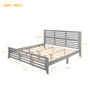 Platform bed with horizontal strip hollow shape, King size, gray